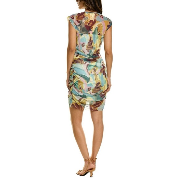 Ted Baker Amelia Multi   Green  Ruched Wrap Mini Dress - Picture 2 of 11